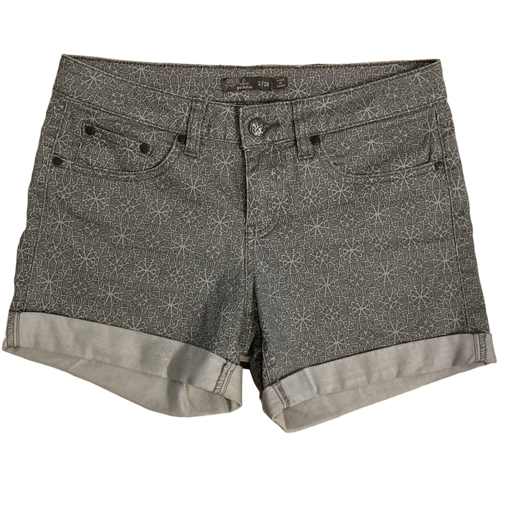 Prana Gray Patterned Women's Roll-Cuff Shorts